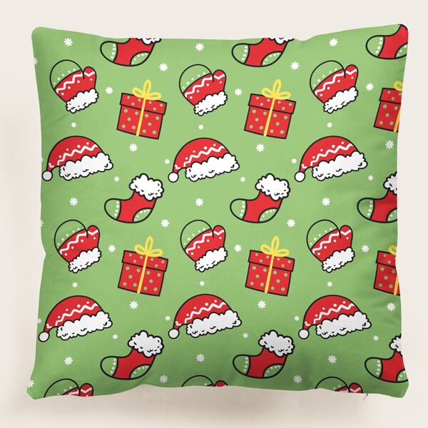 

Christmas Present Print Cushion Cover Without Filler, Multicolor