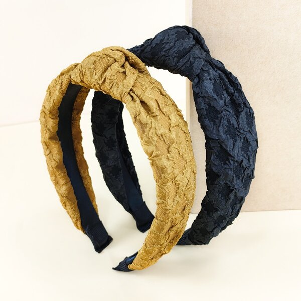 

2pcs Knot Decor Wide Headband, Multicolor
