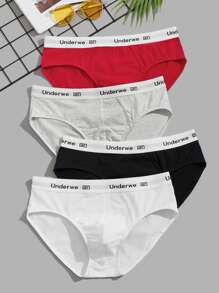 Men's Casual High Stretch Letter Detail Multicolor Briefs Underwear Set - Multicolor - View 1