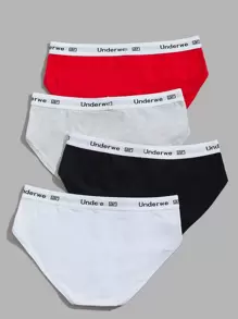 Men's Casual High Stretch Letter Detail Multicolor Briefs Underwear Set - Multicolor - View 2