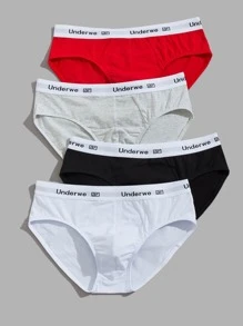Men's Casual High Stretch Letter Detail Multicolor Briefs Underwear Set - Multicolor - View 3