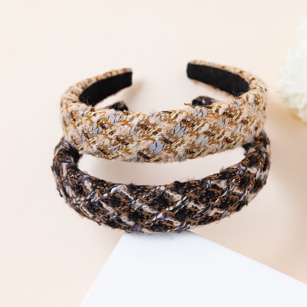 

2pcs Wide Hair Hoop, Multicolor