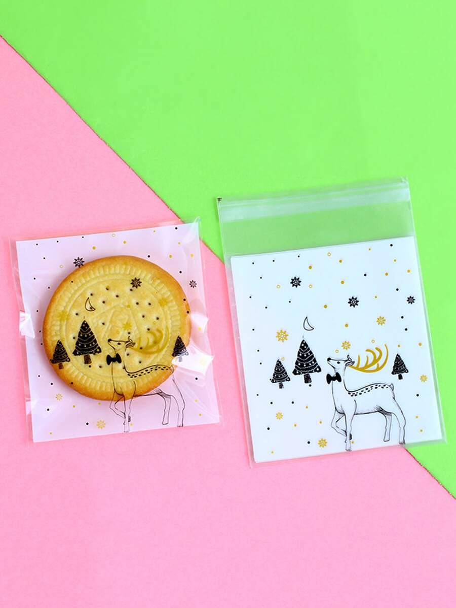 100pcs Christmas Elk Biscuit Bag - Multicolor - View 1
