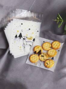 100pcs Christmas Elk Biscuit Bag - Multicolor - View 2