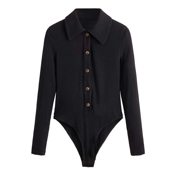 

VISCOSE RIBBED SLIM BODYSUIT, Black