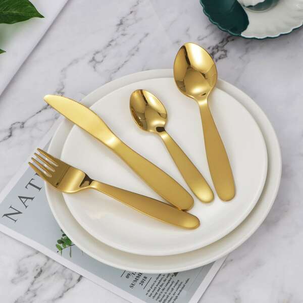

4pcs Stainless Steel Cutlery Set, Gold