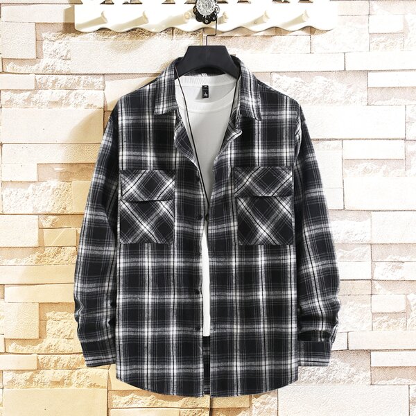

Men Plaid Flap Pocket Shirt Without Tee, Multicolor
