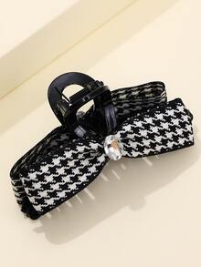 Vuốt tóc hoa văn Houndstooth - Đen và trắng - Xem 2