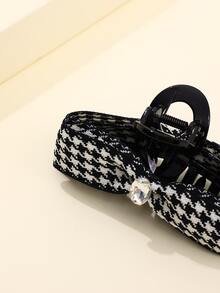 Vuốt tóc hoa văn Houndstooth - Đen và trắng - Xem 3