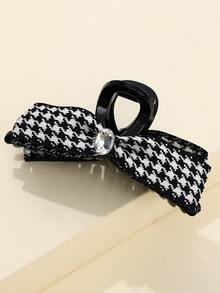 Vuốt tóc hoa văn Houndstooth - Đen và trắng - Xem 4