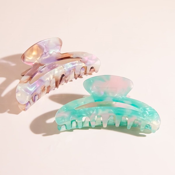 

2pcs Large Hair Claw, Multicolor