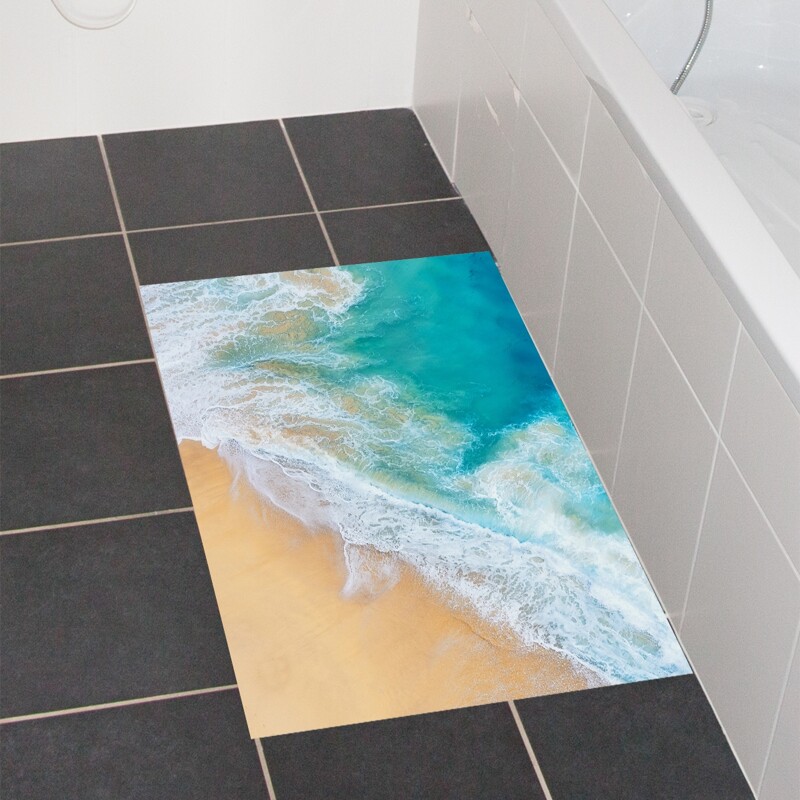 

1pc Beach Print Floor Sticker, Multicolor