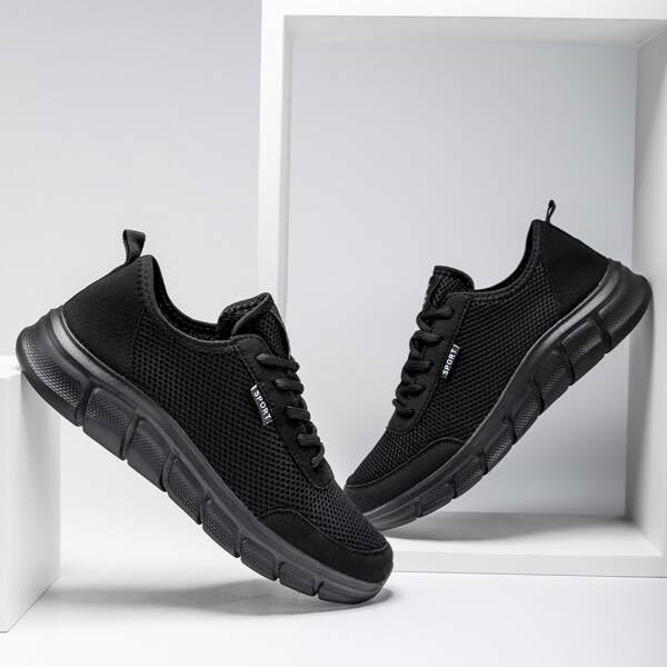 

Men Minimalist Lace-up Front Running Shoes, Black