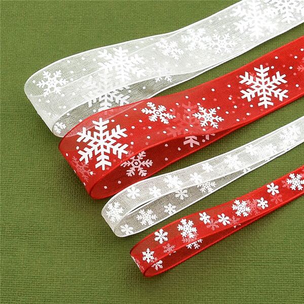 

4pcs Snowflake Pattern Ribbon, Multicolor