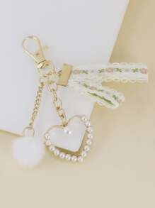 Heart & Pom Pom Charm Keychain for gifts, wallets, school bags, backpacks, and satchels - Multicolor - View 1