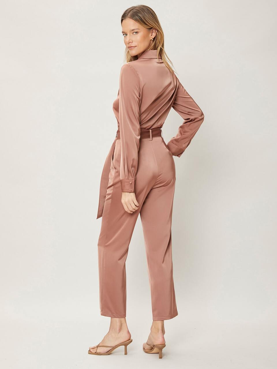 MOTF Blusa recta jacquard & Pantalones con cinturón