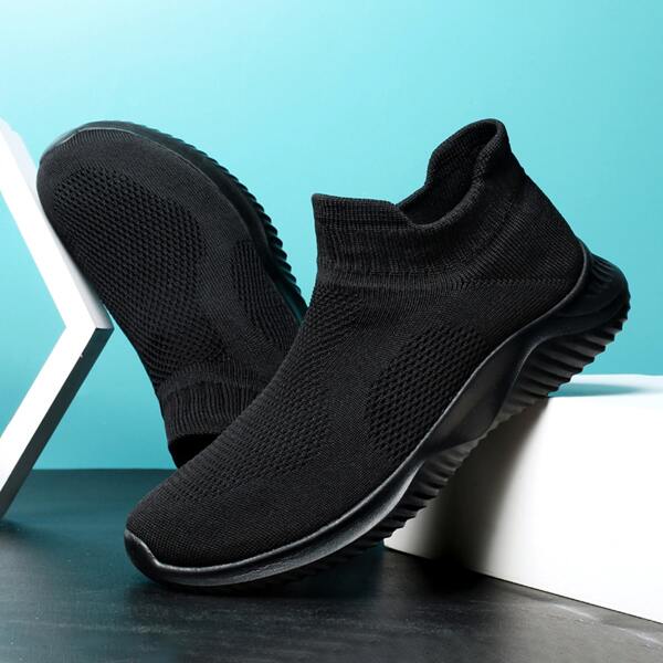 

Men Knit Detail Slip On Sneakers, Black