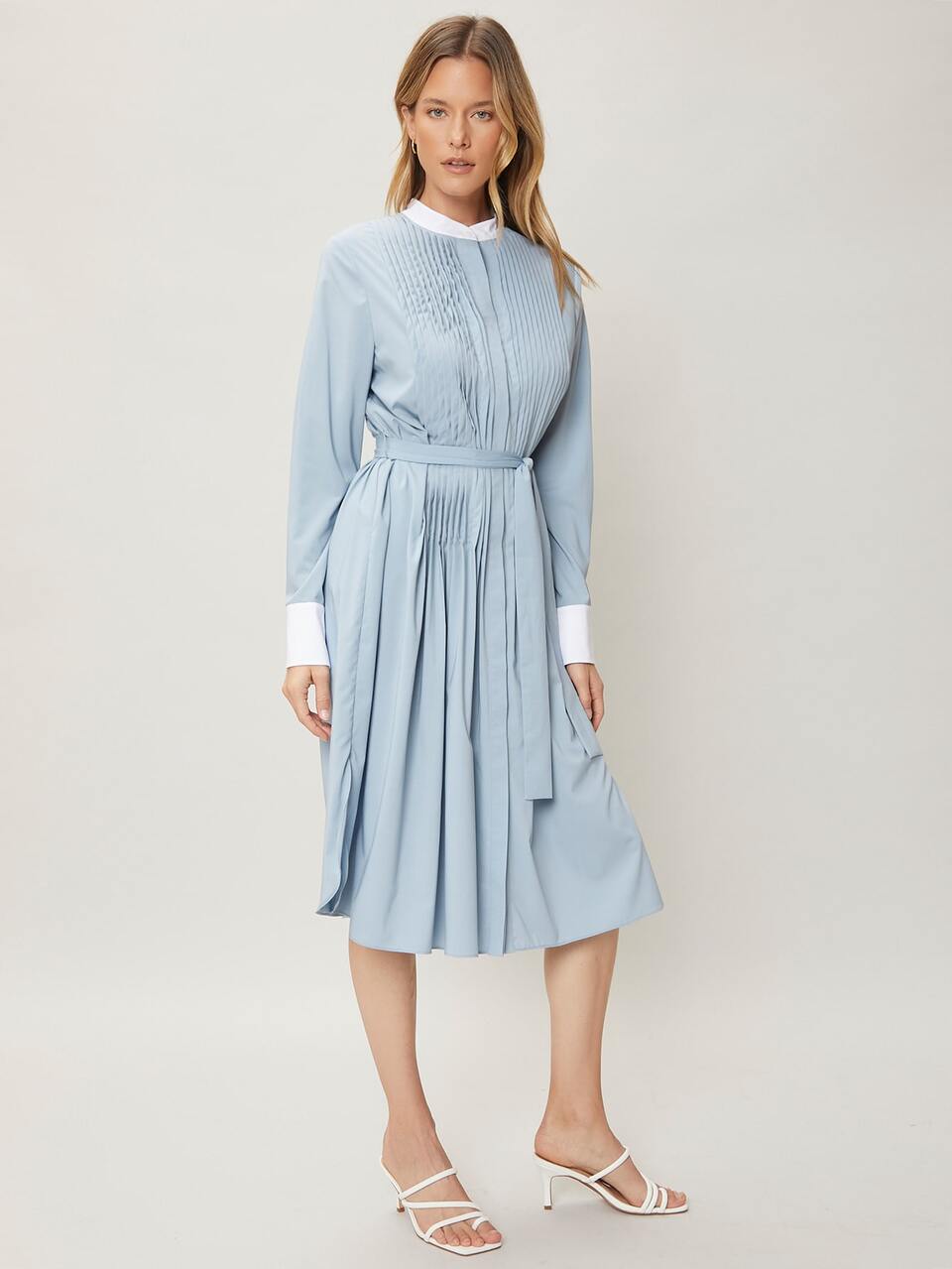 MOTF MODAL PRESS CREASE BELTED SHIRT DRESS