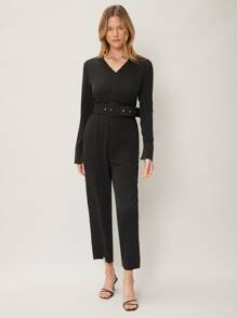 MOTF PREMIUM CAPRIS BELTED JUMPSUIT - Black - View 3