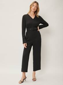 MOTF PREMIUM CAPRIS BELTED JUMPSUIT - Black - View 5