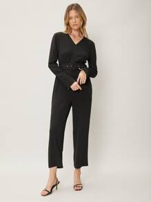 MOTF PREMIUM CAPRIS BELTED JUMPSUIT - Black - View 7