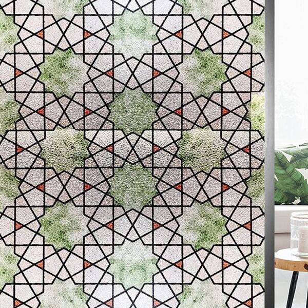 

1pc Geometric Pattern Window Decorative Film, Multicolor