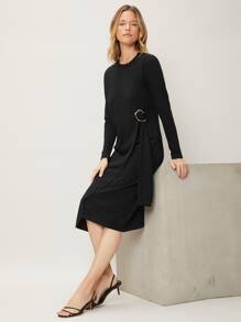 MOTF PREMIUM WOOL-MIX KNEE LENGTH JUMPER DRESS - Black - View 3