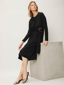 MOTF PREMIUM WOOL-MIX KNEE LENGTH JUMPER DRESS - Black - View 5