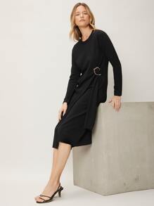 MOTF PREMIUM WOOL-MIX KNEE LENGTH JUMPER DRESS - Black - View 6