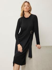 MOTF PREMIUM WOOL-MIX KNEE LENGTH JUMPER DRESS - Black - View 7