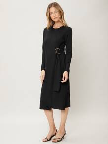 MOTF PREMIUM WOOL-MIX KNEE LENGTH JUMPER DRESS - Black - View 9