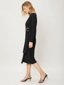 MOTF PREMIUM WOOL-MIX KNEE LENGTH JUMPER DRESS - Black - View 10