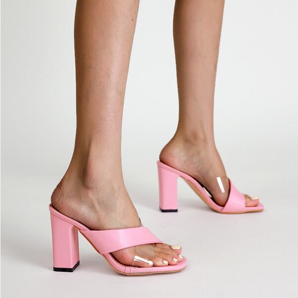 

Clear Detail Chunky Mules, Pink