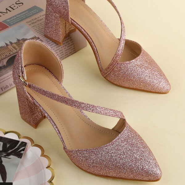 

Glitter Strap Chunky Pumps, Watermelon pink