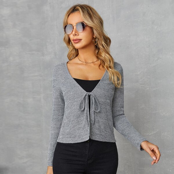 

Tie Front Top Without Camisole, Grey