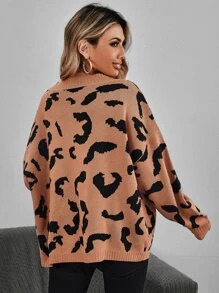 SHEIN LUNE 秋冬图案前开主教袖开衫 - 彩色 - 查看 2