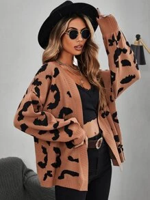 SHEIN LUNE 秋冬图案前开主教袖开衫 - 彩色 - 查看 4