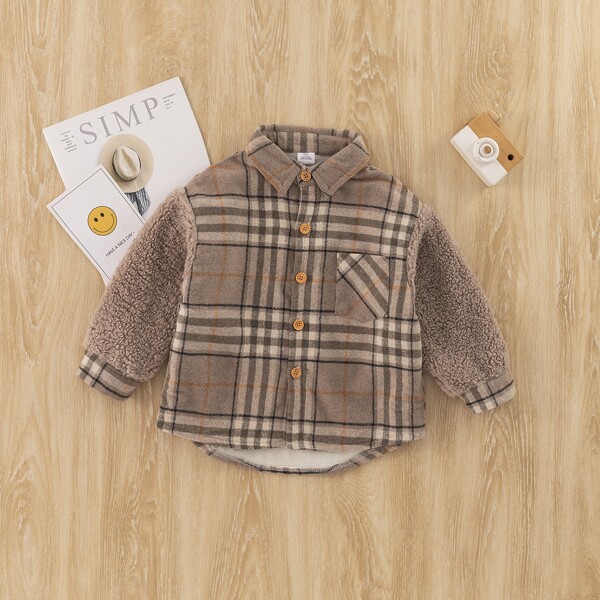 

Toddler Boys Plaid Pocket Front Thermal Overcoat, Multicolor
