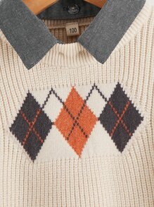 Áo len cho bé trai tập đi Hình học Giải trí - Màu be - Xem 3