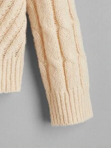 Toddler Boys Cable Knit Mock Neck Jumper - Apricot - View 4