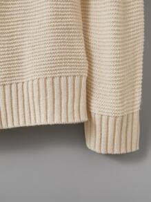Girls Solid Crew Neck Jumper - Apricot - View 3