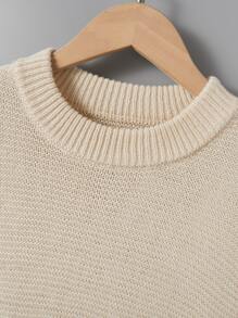 Girls Solid Crew Neck Jumper - Apricot - View 4