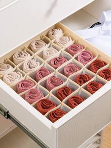 1 gói Sock Đồ lót tổ chức ngăn chia, 24 ô tổ chức ngăn kéo Tủ vải có thể gập lại Tổ chức tủ quần áo và hộp lưu trữ để lưu trữ vớ, đồ lót, cà vạt - Màu be - Xem 1