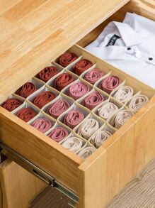 1 gói Sock Đồ lót tổ chức ngăn chia, 24 ô tổ chức ngăn kéo Tủ vải có thể gập lại Tổ chức tủ quần áo và hộp lưu trữ để lưu trữ vớ, đồ lót, cà vạt - Màu be - Xem 2