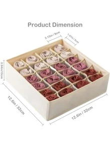 1 gói Sock Đồ lót tổ chức ngăn chia, 24 ô tổ chức ngăn kéo Tủ vải có thể gập lại Tổ chức tủ quần áo và hộp lưu trữ để lưu trữ vớ, đồ lót, cà vạt - Màu be - Xem 3