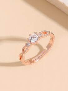 Nhẫn Khối Zirconia  Trang trí - Hoa hồng vàng - Xem 1