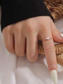 Nhẫn Khối Zirconia  Trang trí - Hoa hồng vàng - Xem 2