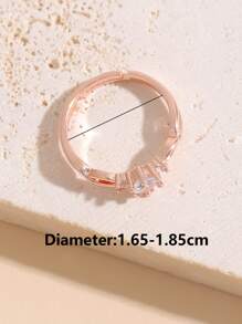 Nhẫn Khối Zirconia  Trang trí - Hoa hồng vàng - Xem 3