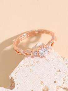 Nhẫn Khối Zirconia  Trang trí - Hoa hồng vàng - Xem 4