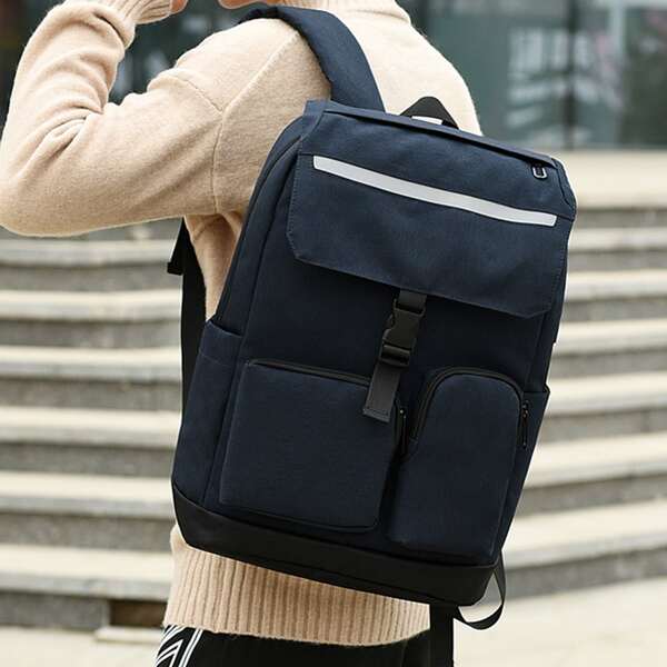 

Men Minimalist Release Buckle Backpack, Black